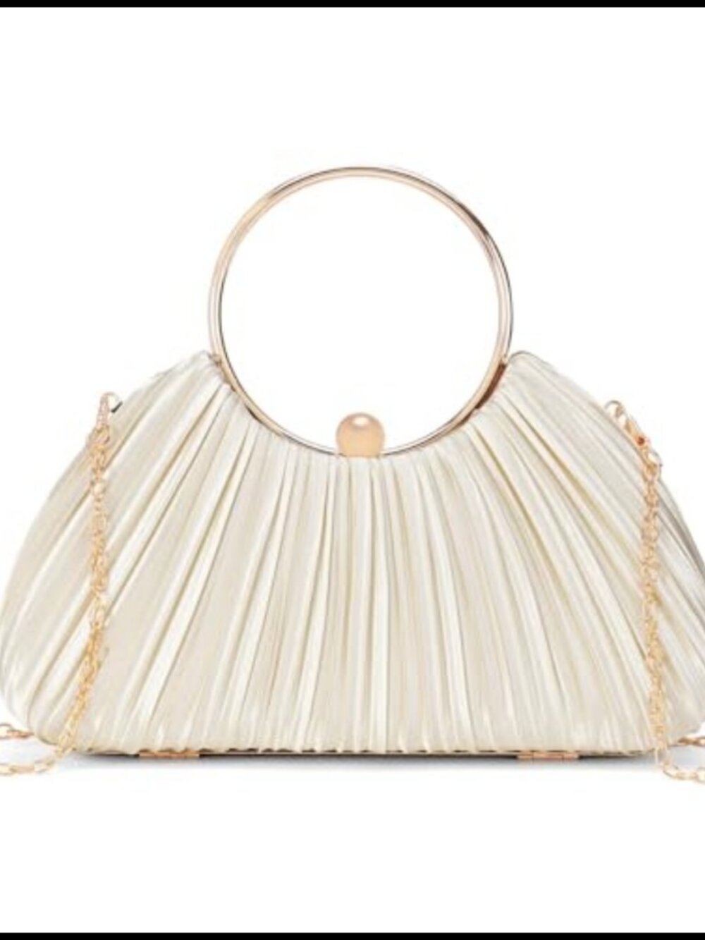 Womens Pleated Satin Clutch Top Handle Evening Bag Wedding Party